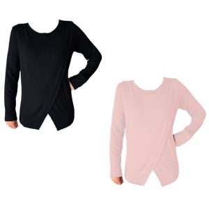 Comfy Maternity & Breastfeeding Tops | Long Sleeve | 2 Pack | Black & Pink