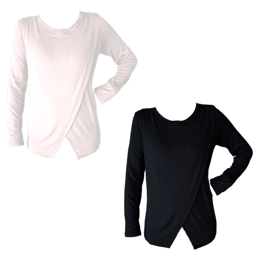 Maternity | Nursing | Long Sleeve Top | Comfy Style | Black & White Combo
