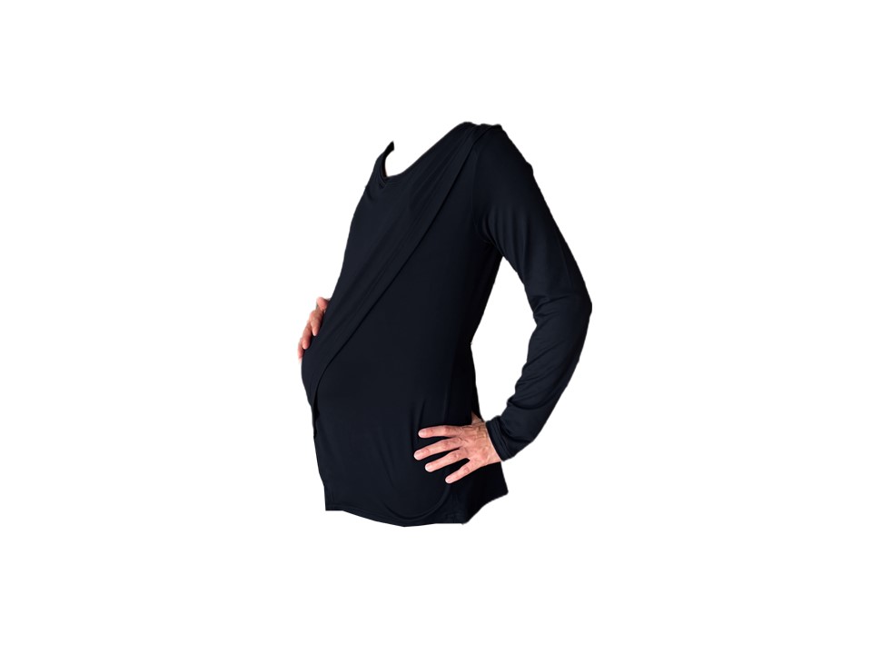 Maternity | Nursing | Long Sleeve Top | Comfy Style | Black & White Combo - Image 2