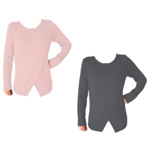 Comfy Maternity & Breastfeeding Tops | Long Sleeve | 2 Pack | Grey & Pink