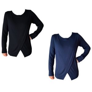 Comfy Maternity & Breastfeeding Tops | Long Sleeve | 2 Pack | Navy & Black