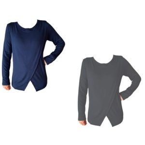 Comfy Maternity & Breastfeeding Tops | Long Sleeve | 2 Pack | Navy & Grey