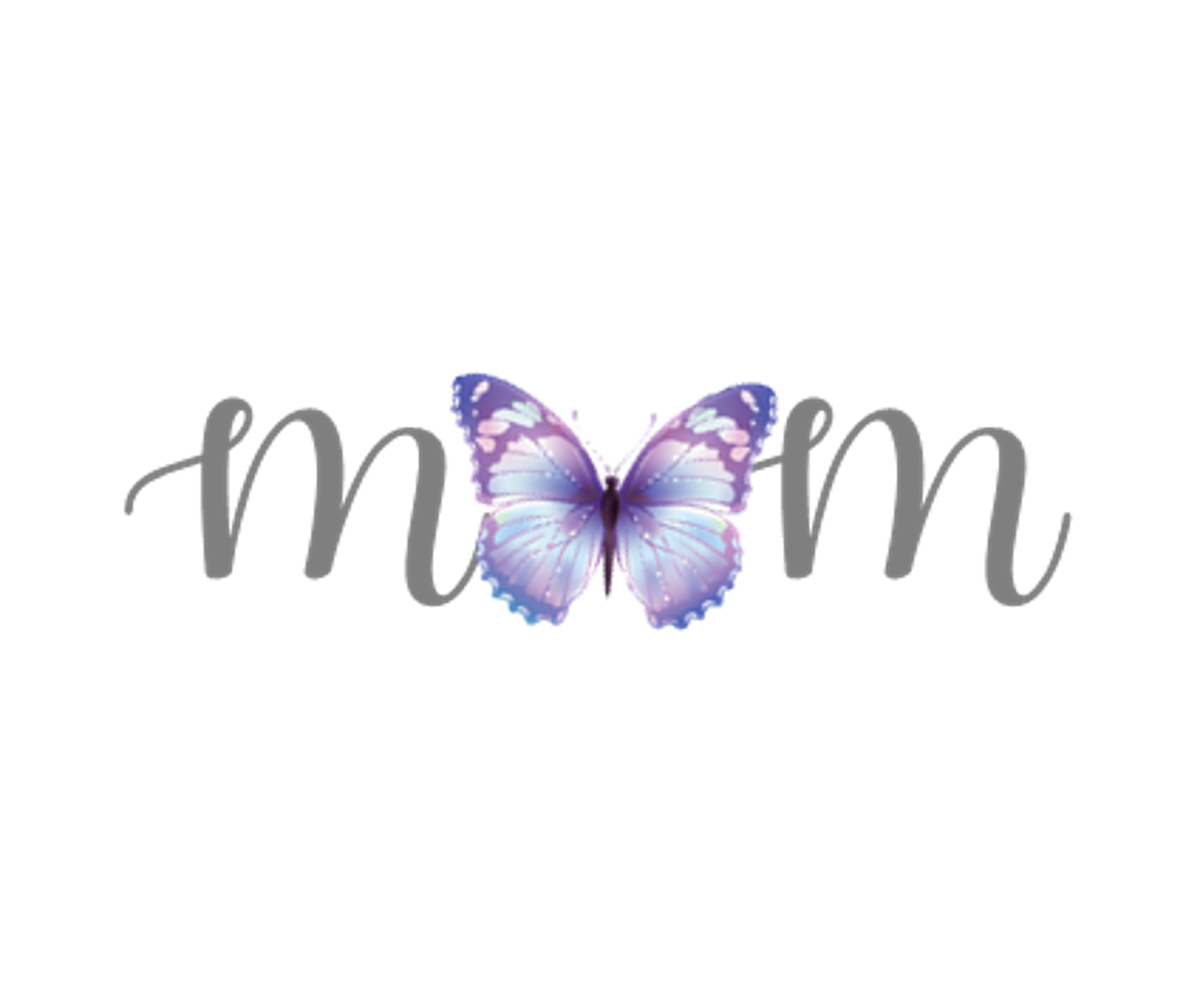 Mom Printed Fleece Gown |Light Grey| Purple Butterfly - Image 2