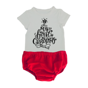 Christmas outfit  | Red nappy cover | White & Red | My First Christmas