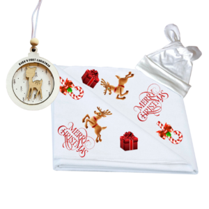 Swaddle, with Newborn Beanie & Bauble | First Christmas | Boy