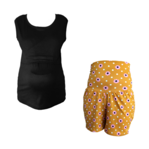 Maternity & Breastfeeding |  Up to 6XL | Hospital Pyjamas Combo | 2 Pack | Black & Mustard