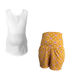 Maternity & Breastfeeding |  Up to 6XL | Hospital Pyjamas Combo | 2 Pack | White & Mustard