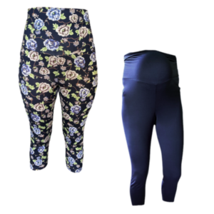 Maternity Capri Leggings | 2 Pack |Navy Floral & Navy