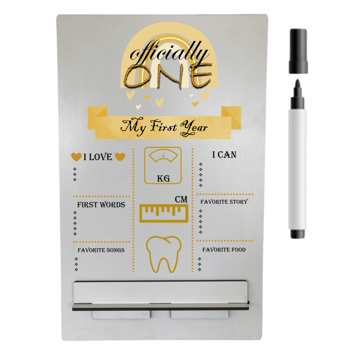 1st Birthday | Skirt, vest & Headband | Milestone sign | Mustard | Officially One - Image 2