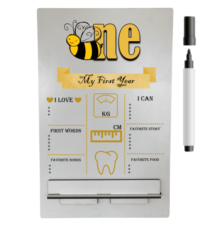 1st Birthday | Long sleeve pants & Bowtie vest | Milestone Sign | Mustard | Bee One - Image 2