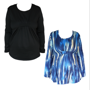 Corporate Maternity Top | Long Sleeve | Navy Stripes & Black