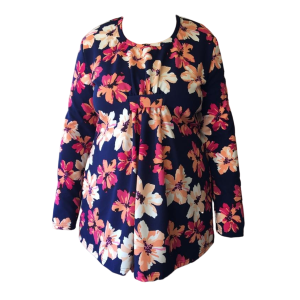 Corporate Maternity Top | Long Sleeve | Navy Floral Printed