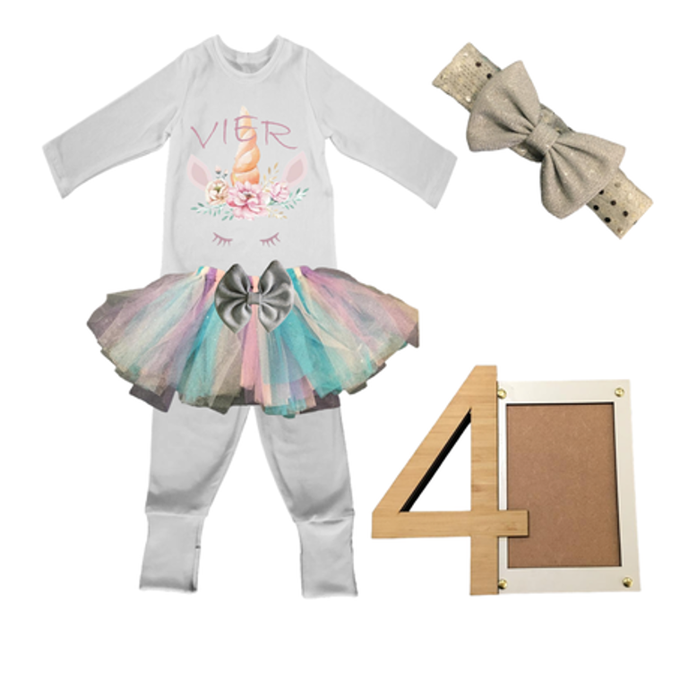 4th Birthday | Unicorn Tutu Outfit With Headband And Photo Frame | Afrikaans