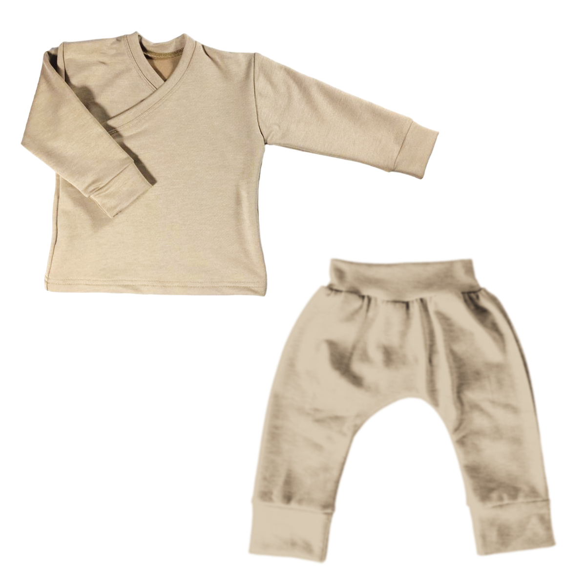Easy over cotton long sleeve shirt and balloon pants | Stone