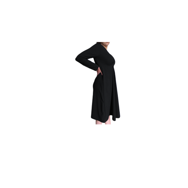 Maternity |Corporate Dress | Knee Length | Long Sleeve | Pre to Post |Black - Image 3