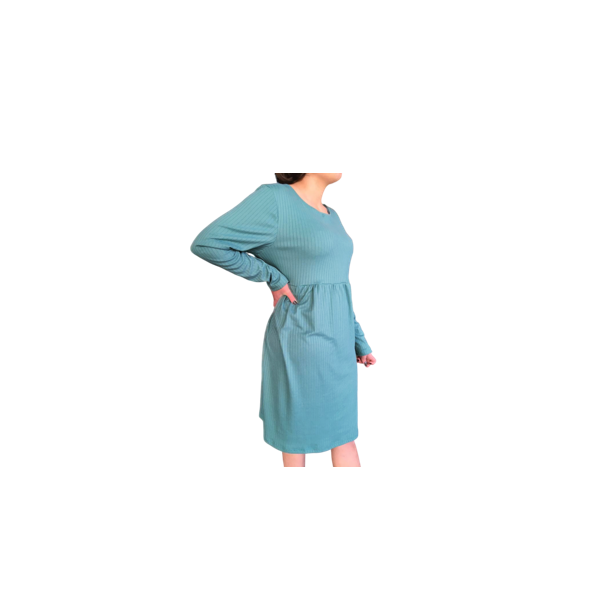 Maternity |Casual Smock Dress | Knee Length | Long Sleeve | Sage Green - Image 2