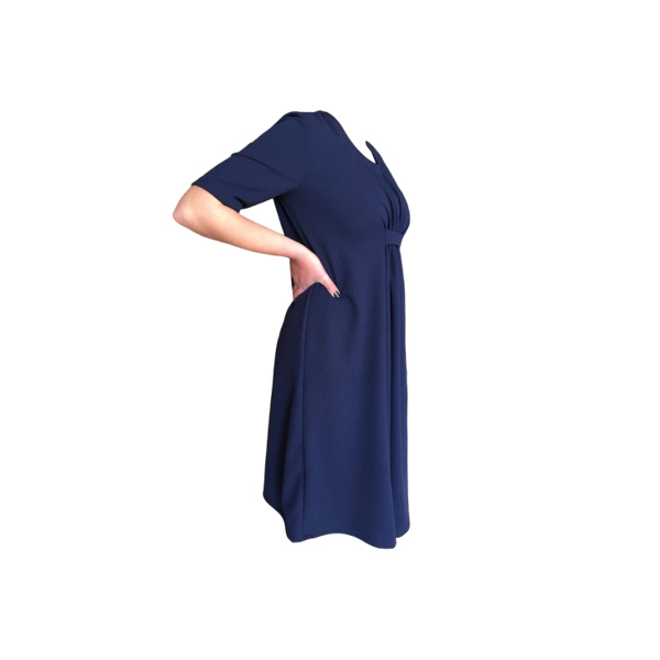 Corporate Dress | Knee Length | Short Sleeve | Wash & Wear | Pre to Post Maternity | Navy - Image 2