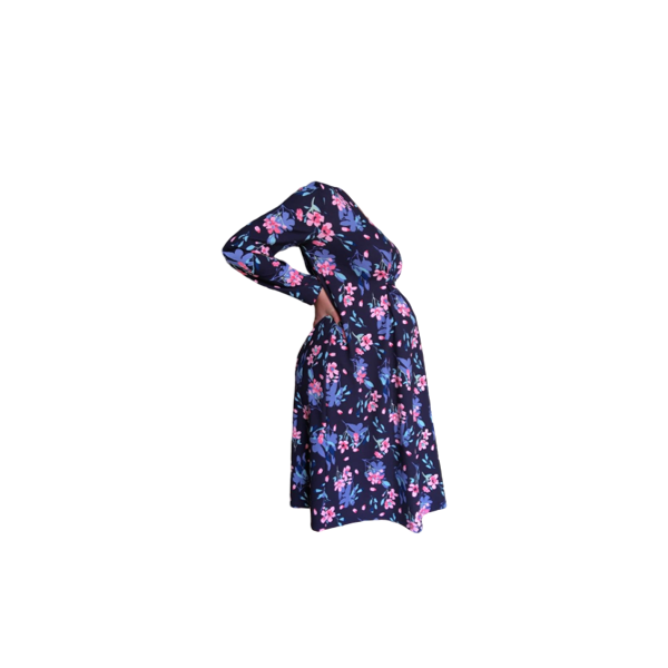 Corporate Dress | Knee Length | Wash & Wear | Pre to Post Maternity | Navy Floral Printed - Image 2