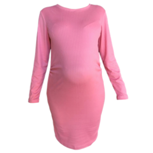Maternity Slim Fit Dress | Knee Length | Long Sleeve | Wash & Wear | Rib DTY | Pre to Post Maternity | Pink (Copy)