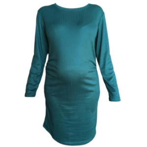 Maternity -Slim Fit Dress | Knee Length | Long Sleeve | Wash & Wear | Rib DTY | Pre to Post Maternity | Botanic Green (Copy) (Copy)