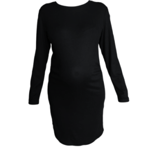 Maternity Slim Fit Dress | Knee Length | Long Sleeve | Wash &Wear | Rib DTY | Pre to Post Maternity | Black (Copy)