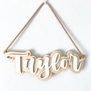 Personalized Room Sign | 3mm Wood | Cut Out | Brown MDF & White Wood