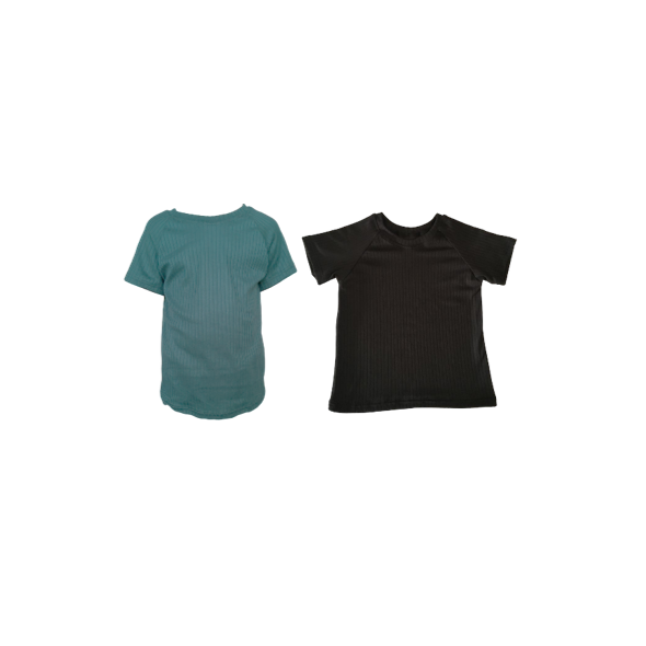 Kids | Soft & Comfy | Day & Night Play Combo | T-Shirt & Shorts | Black & Botanic green - Image 2