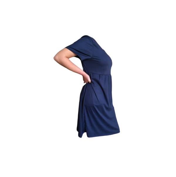 Smock Dress | Knee Length | Short Sleeve | Rib DTY | Wash & Wear | Pre to Post Maternity | Navy - Image 2
