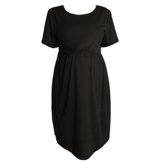 Smock Dress | Knee Length | Short Sleeve | Rib DTY | Wash & Wear | Pre to Post Maternity | Black