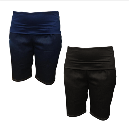 Maternity Bermuda/Wide leg | 2 Pack | Denim Shorts | Knee Length | Black & Navy - Image 2