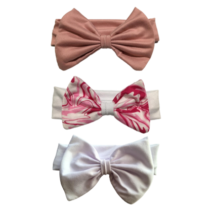 Matching Headbands | 3 Pack | White, Pink & Shades Pink