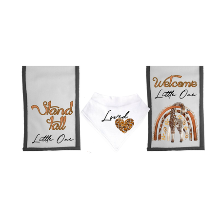 2 Burp cloths & bandana bib gift set | Giraffe