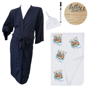 Mom & Me Hospital  Set |  Gown, Swaddle & Birth Announcement Board|God's Miracle