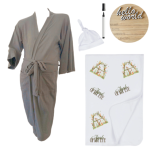 Mom & Me Hospital  Set | Gown, Swaddle & Birth Announcement Board|  Apple of my eye