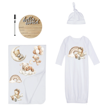 Baby | Baby Shower Full Gift Set | Burp cloths Hooded Towel Sleeping bag | Teddy Land - Image 3