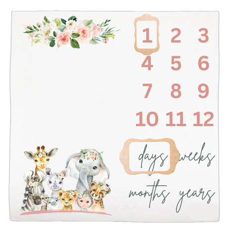 Baby Milestone Blanket Soft Memory Blanket | Girls Wild One