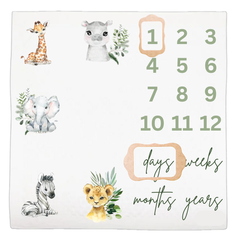 Baby Milestone Blanket Soft Memory Blanket | Neutral Wild One