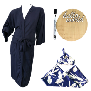 Mom & Me Hospital  Set |Gown, Swaddle & Birth Announcement Board | White Leaves