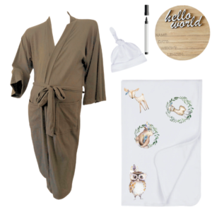 Mom & Me Hospital  Set | Gown, Swaddle & Birth Announcement Board|Boho Wild One