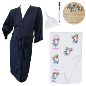 Mom & Me Hospital  Set |Gown, Swaddle & Birth Announcement Board|Boere Meisie
