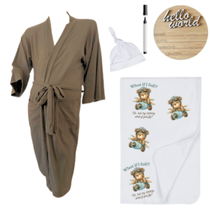 Mom & Me Hospital  Set | Gown, Swaddle & Birth Announcement Board|What if I fail