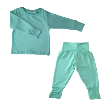 Baby|Toddler|Kids Pajamas|Foldover Set|Teal