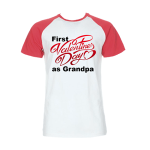 First Valentine's Day As Grandpa|Red & White Printed Shirt