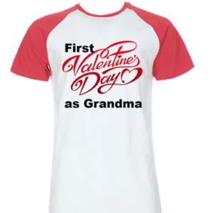 First Valentine's Day As Grandma|Red & White Printed Shirt