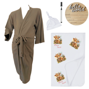 Mom & Me Hospital  Set |Gown, Swaddle & Birth Announcement Board|Plaas Nooi
