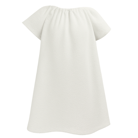 Baby|Toddler|Kids|Gathered Peasant Neckline Dress-Knee Lenght |White
