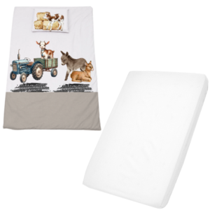 Cot Duvet Cover Set & Waterproof Fitted Sheet | Plaas Japie