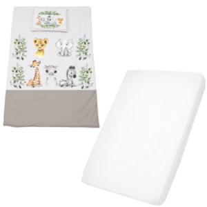 Cot Duvet Cover Set & Waterproof Fitted Sheet |Neutral Wild One