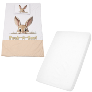 Cot Duvet Cover & Waterproof Fitted Sheet |Peek-A-Boo