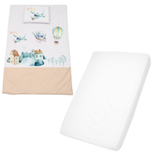 Cot Duvet Cover Set & Waterproof Fitted Sheet | Air Transport